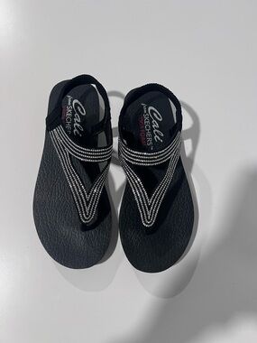 Thong Sandals Skechers Girls Black Glitter Rhinestone